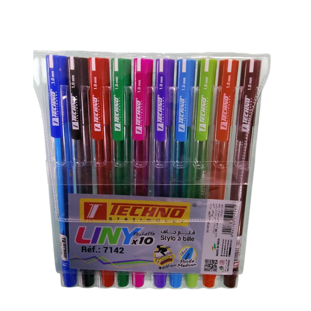 STYLO A BILLE LINY POCH 10 COULEUR TECHNO