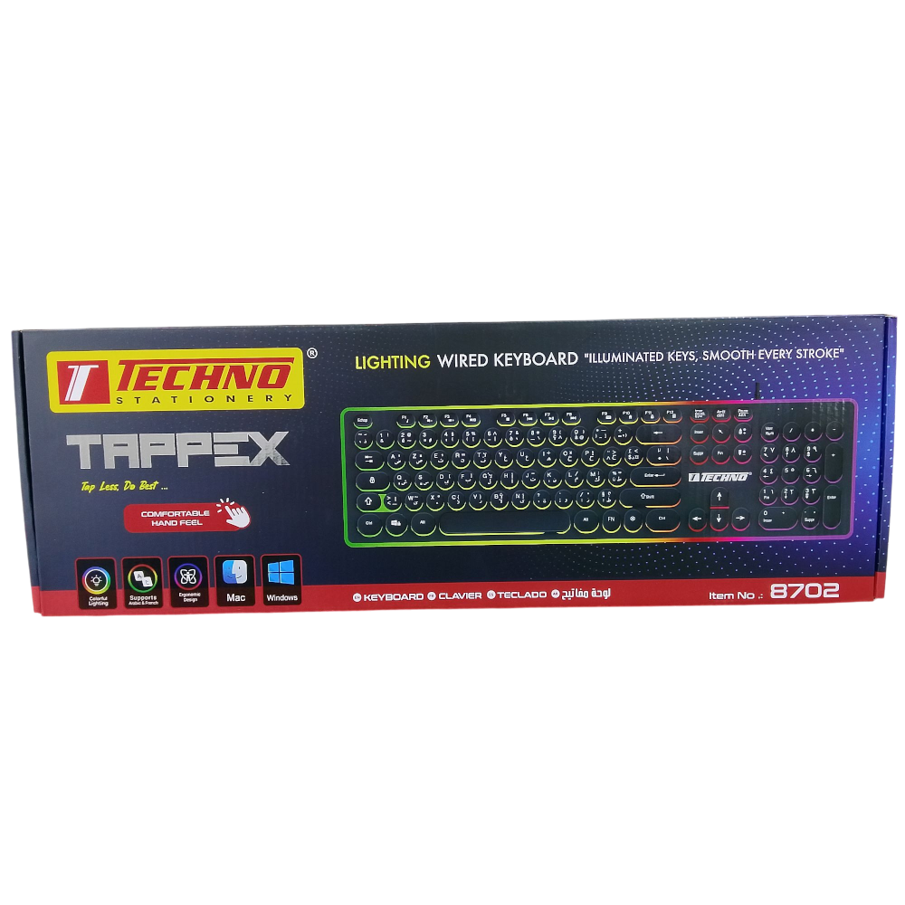 CLAVIER RGB TAPPEX NOIR TECHNO 8702