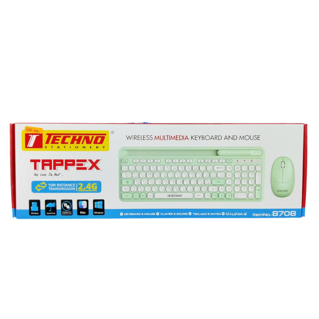 CLAVIER ET SOURIS S-FIL TAPPEX VERT TECHNO 8708